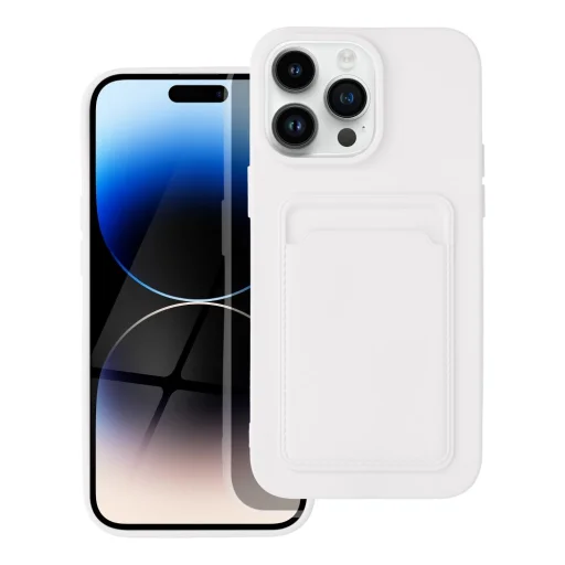 iPhone 14 Pro Max Card Case Szilikon tok hátlapi kártyatartóval fehér - 1