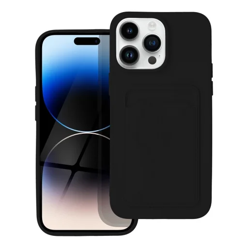 iPhone 14 Pro Max Card Case Szilikon tok hátlapi kártyatartóval fekete - 5