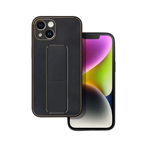 iPhone 14 Plus Forcell Leather Kickstand tok fekete - 9