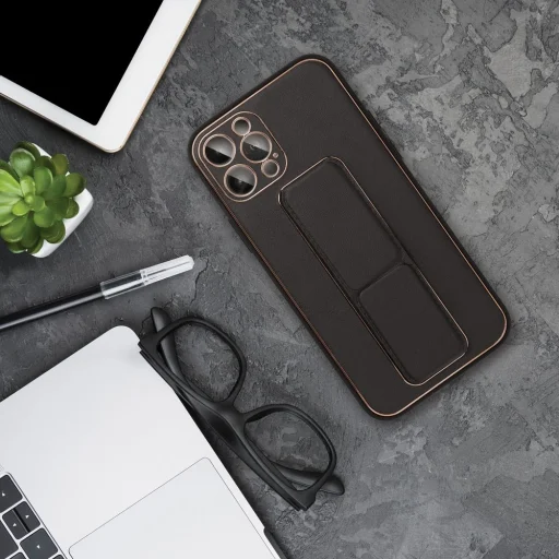 iPhone 14 Plus Forcell Leather Kickstand tok fekete - 4