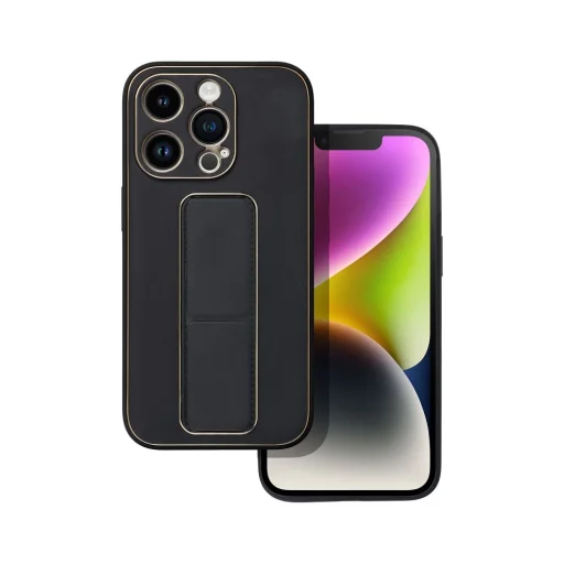 iPhone 14 Pro Forcell Leather Kickstand tok fekete - 2