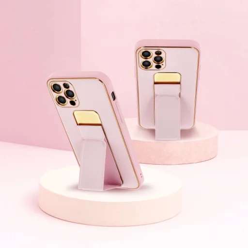 iPhone 14 Pro Forcell Leather Kickstand tok rózsaszín - 5