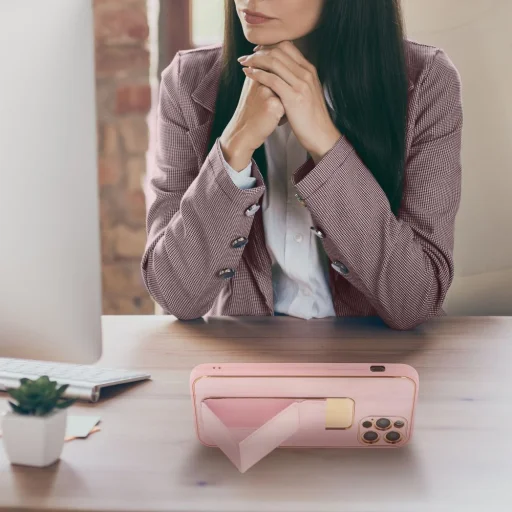 iPhone 14 Pro Forcell Leather Kickstand tok rózsaszín - 8