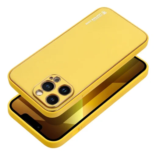 iPhone 14 Pro Max Forcell Leather tok sárga - 1