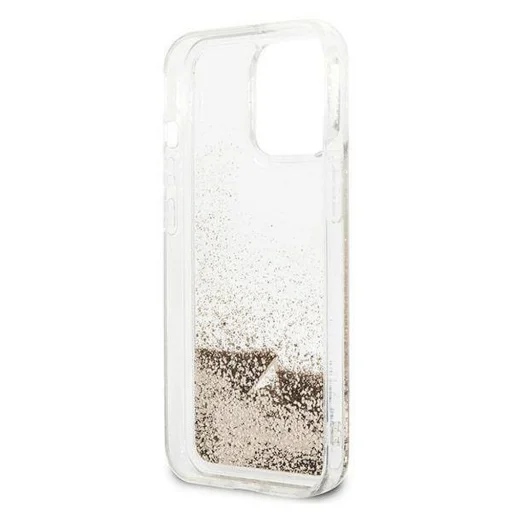 iPhone 14 Pro Guess GUOHCP14LGLHFLGO Liquid Glitter Charms PC tok arany - 3