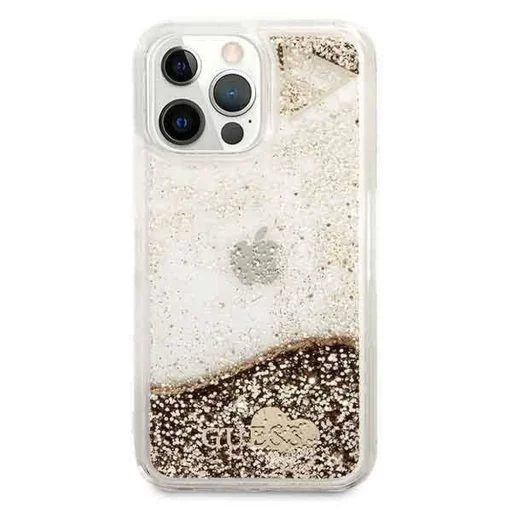 iPhone 14 Pro Guess GUOHCP14LGLHFLGO Liquid Glitter Charms PC tok arany - 5