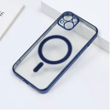 iPhone 14 Pro MagSafe-kompatibilis átlátszó TPU tok kék kerettel Alphajack