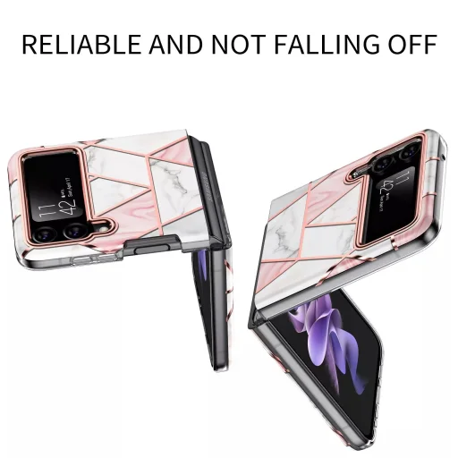 Samsung Galaxy Z Flip 4 márvány mintás TPU tok lila Alphajack - 4