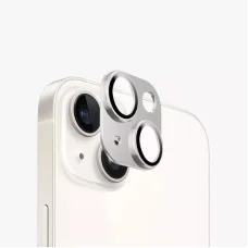 iPhone 14/14 Plus/15/15 Plus kameralencsevédő 9H üveg ezüst Alphajack