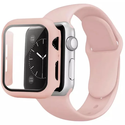 Apple Watch Ultra 49mm szilikon óraszíj és tok rózsaszín homok - 1