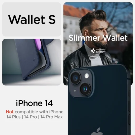 iPhone 14 Spigen Wallet S fliptok kék - 11