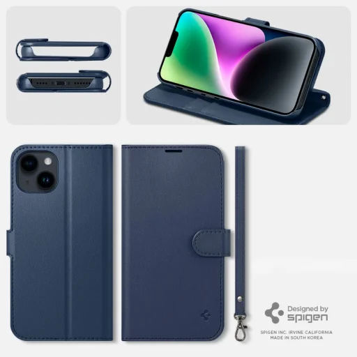 iPhone 14 Spigen Wallet S fliptok kék - 4