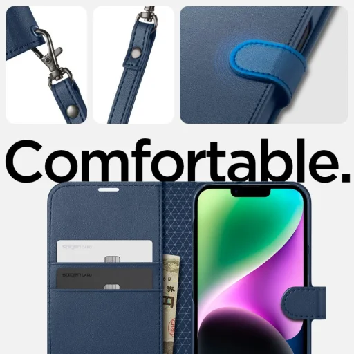 iPhone 14 Spigen Wallet S fliptok kék - 10