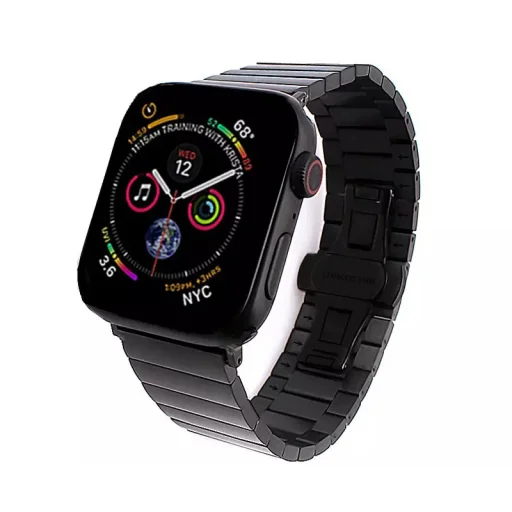 Apple Watch 4/5/6/7/8/SE (38/40/41mm) fém óraszíj fekete Alphajack - 1
