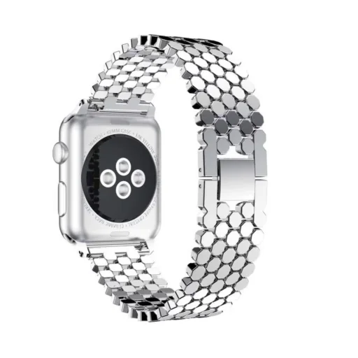Apple Watch 4/5/6/7/8/SE/Ultra (42/44/45/49mm) fém luxury óraszíj ezüst Alphajack - 1