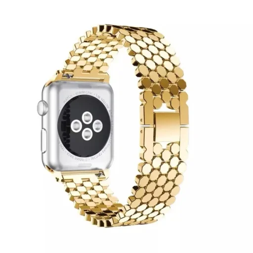 Apple Watch 4/5/6/7/8/SE/Ultra (42/44/45/49mm) fém luxury óraszíj arany Alphajack - 1