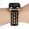 Apple Watch 4/5/6/7/8/SE (38/40/41mm) szegecses bőr óraszíj fekete Alphajack thumbnail