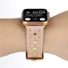 Apple Watch 4/5/6/7/8/SE (38/40/41mm) szegecses bőr óraszíj rózsaszín Alphajack thumbnail