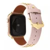 Apple Watch 4/5/6/7/8/SE (38/40/41mm) szegecses bőr óraszíj rózsaszín Alphajack thumbnail