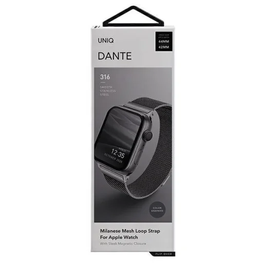 Apple Watch 4/5/6/7/8/SE (42/44/45mm) UNIQ Dante rozsdamentes acél óraszíj grafit - 1