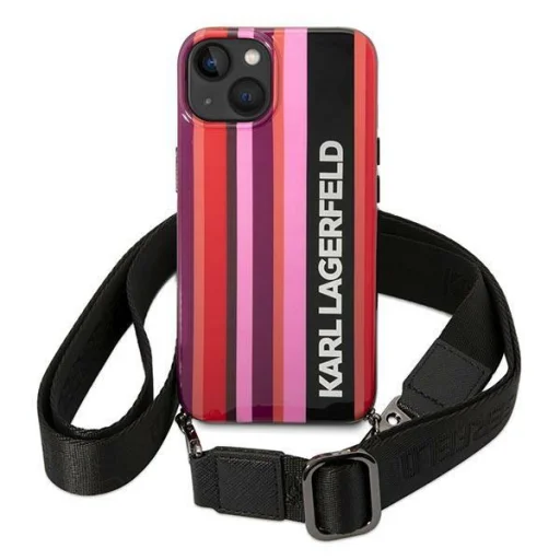 iPhone 14 Karl Lagerfeld KLHCP14SSTSTP Color Stripes Strap tok rózsaszín - 1