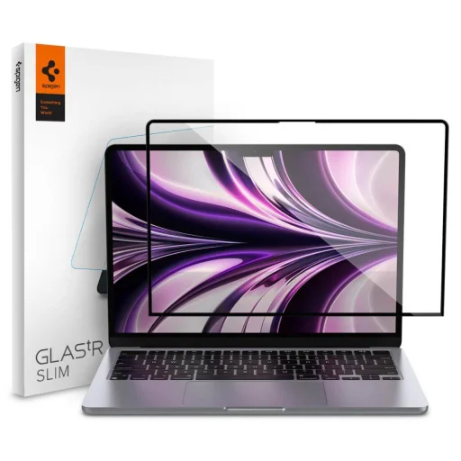 Macbook Air 13'' 2022 Spigen Glass FC üvegfólia fekete - 1