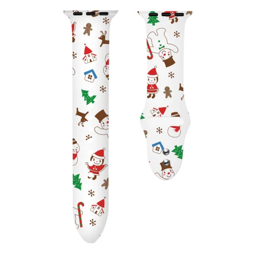 Apple Watch 4/5/6/7/8/SE/Ultra (42/44/45/49mm) karácsonyi mintás óraszíj Alphajack (XMAS-2) - 1