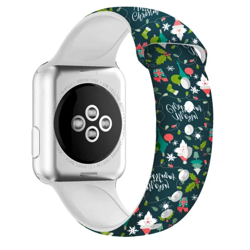 Apple Watch 4/5/6/7/8/SE/Ultra (42/44/45/49mm) karácsonyi mintás óraszíj Alphajack (XMAS-3) - 2