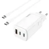 HOCO N16 GaN hálózati töltő adapter 65W 2x USB-C + USB-A + Type C/Type C PD kábel fehér thumbnail