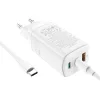 HOCO N16 GaN hálózati töltő adapter 65W 2x USB-C + USB-A + Type C/Type C PD kábel fehér thumbnail