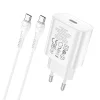 HOCO N22 hálózati töltő adapter PD25W USB-C + Type C/Type C kábel fehér thumbnail