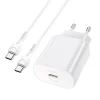 HOCO N22 hálózati töltő adapter PD25W USB-C + Type C/Type C kábel fehér thumbnail