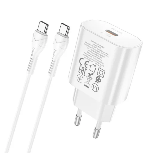 HOCO N22 hálózati töltő adapter PD25W USB-C + Type C/Type C kábel fehér - 3