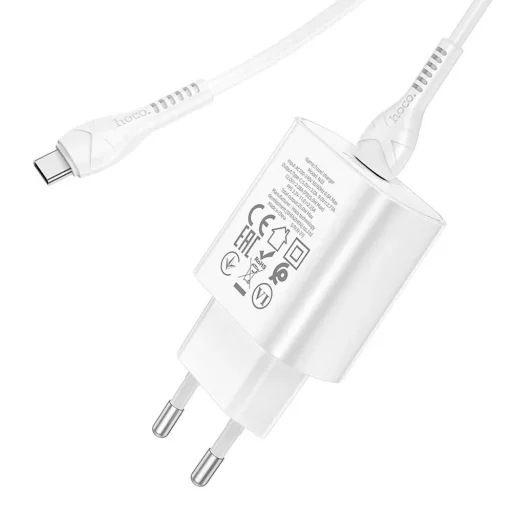 HOCO N22 hálózati töltő adapter PD25W USB-C + Type C/Type C kábel fehér - 2
