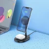 HOCO CW40 asztali tartó vezeték nélküli töltéssel, Magsafe 3 az 1-ben fekete töltőállomás thumbnail