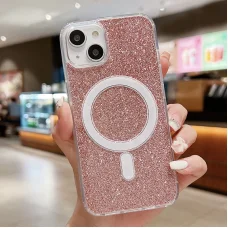 iPhone 14 Plus MagSafe-kompatibilis glitter tok rózsaszín Alphajack