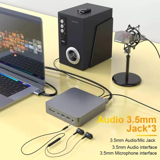 ROCKETEK MH480 18 az 1-ben többfunkciós dokkolóállomás, HUB Dual USB Type C 100W PD MacBookhoz - 4