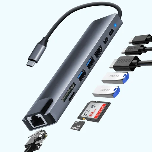 8 az 1-ben többfunkciós HUB USB Type C - 1