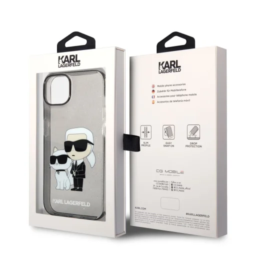 iPhone 14 Plus Karl Lagerfeld IML Glitter Karl és Choupette NFT tok fekete (KLHCP14MHNKCTGK) - 5