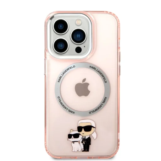 iPhone 14 Pro Karl Lagerfeld IML Karl és Choupette NFT MagSafe kompatibilis tok rózsaszín (KLHMP14LHNKCIP) - 3