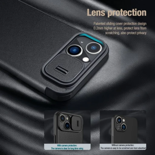 iPhone 14 Plus Nillkin Qin Pro bőr szövet flip tok szürke - 7