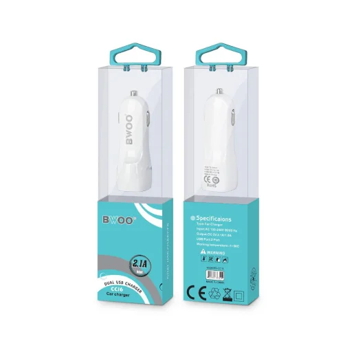 BWOO autós töltő CC16 2x USB 2.1A fehér - 5