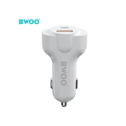 BWOO autós töltő CC58 PD 18W 1x USB-C 1x USB 2.4A fehér - 3