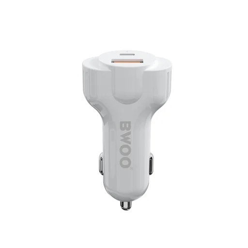 BWOO autós töltő CC58 PD 18W 1x USB-C 1x USB 2.4A fehér - 1