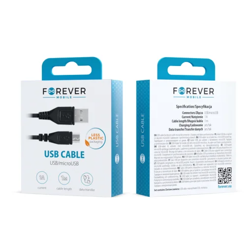 Forever USB - microUSB kábel 1,0 m 1A fekete - 2