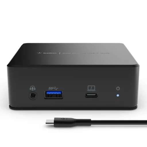 Belkin USB-C kétkijelzős dokkolóállomás, HUB fekete (INC002VFBK) - 1