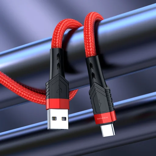 Borofone BU35 Influence USB - Type C kábel 3A 1.2m piros - 3