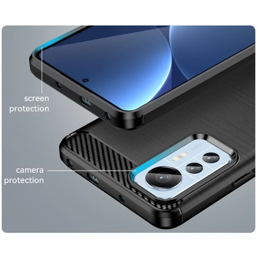 Xiaomi 12 Lite Tech-Protect carbon mintájú TPU tok fekete - 5