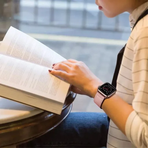 Apple Watch 4/5/6/7/8/SE (38/40/41mm) PU bőr óraszíj rózsaszín Alphajack - 2