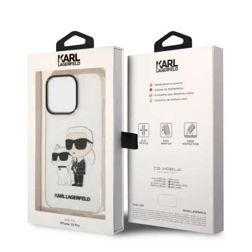 iPhone 13 Pro Max Karl Lagerfeld KLHCP13XHNKCTGT IML Glitter Karl and Choupette NFT tok átlátszó - 2